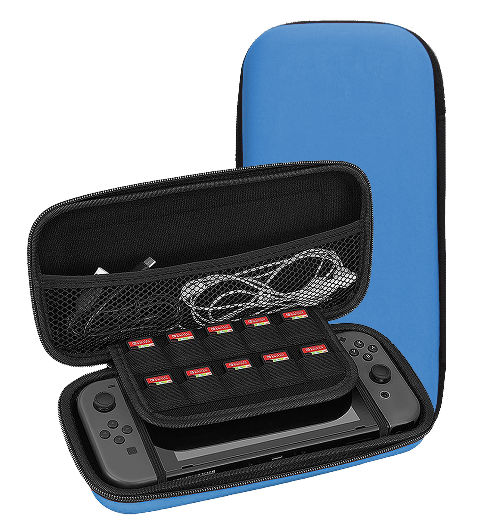 NoXx Hoesje Geschikt voor Nintendo Switch Lite Case Hoes Hard Cover Met Koord - Hoes Geschikt voor Nintendo Switch Lite Hoes - Blauw