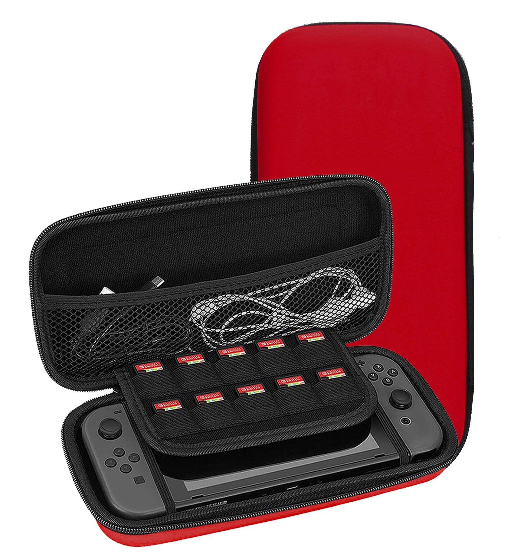 NoXx Hoesje Geschikt voor Nintendo Switch Lite Case Hoes Hard Cover Met Koord - Hoes Geschikt voor Nintendo Switch Lite Hoes - Rood