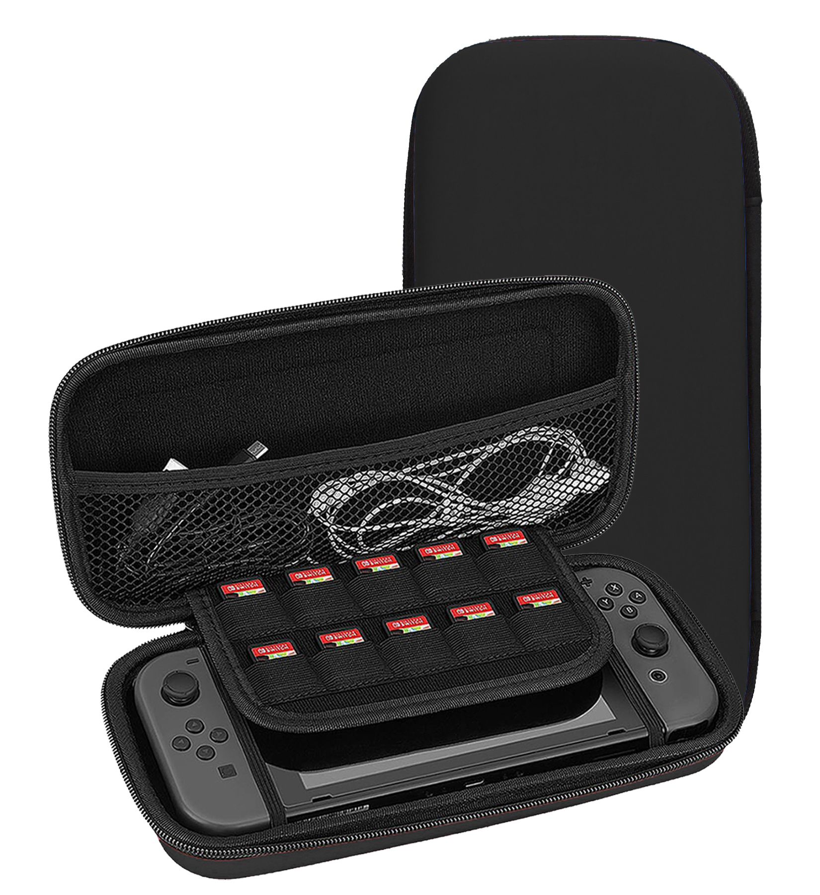 NoXx Hoesje Geschikt voor Nintendo Switch Lite Case Hoes Hard Cover Met Koord - Hoes Geschikt voor Nintendo Switch Lite Hoes - Zwart