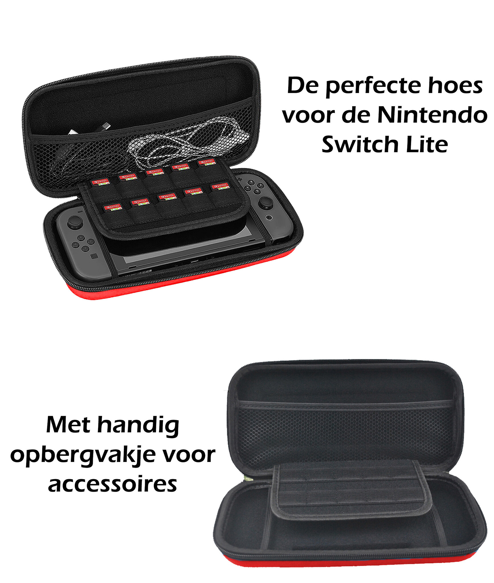 Nomfy Hoesje Geschikt voor Nintendo Switch Lite Hoes Bescherm Case Hardcover Met Polsbandje - Hoes Geschikt voor Nintendo Switch Lite Case - Rood