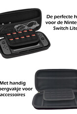 Nomfy Hoesje Geschikt voor Nintendo Switch Lite Hoes Bescherm Case Hardcover Met Polsbandje - Hoes Geschikt voor Nintendo Switch Lite Case - Zwart