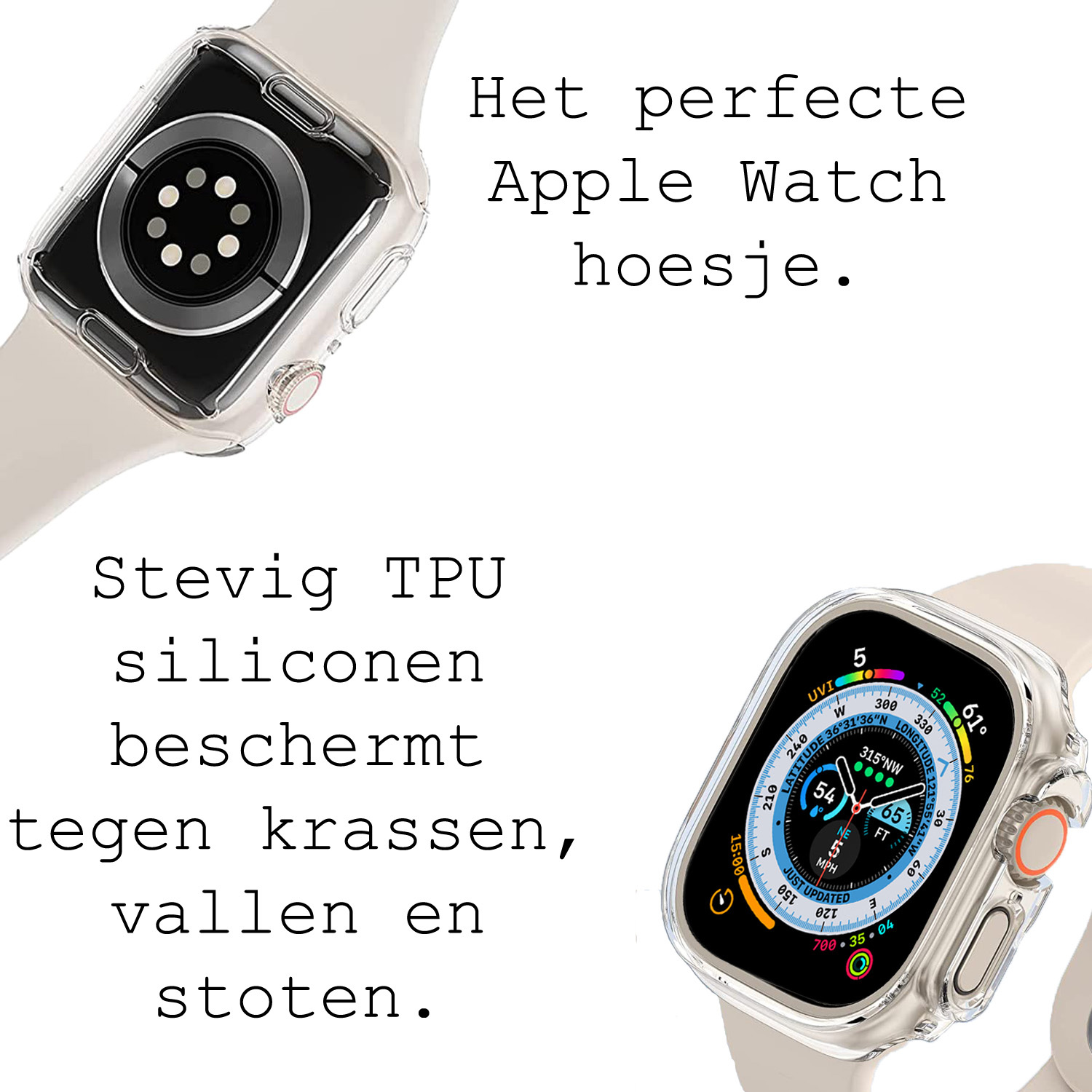 BASEY. Hoes Geschikt voor Apple Watch Ultra 2 Hoesje Siliconen Case - Hoesje Geschikt voor Apple Watch Ultra 2 (49 mm) Hoes - Transparant