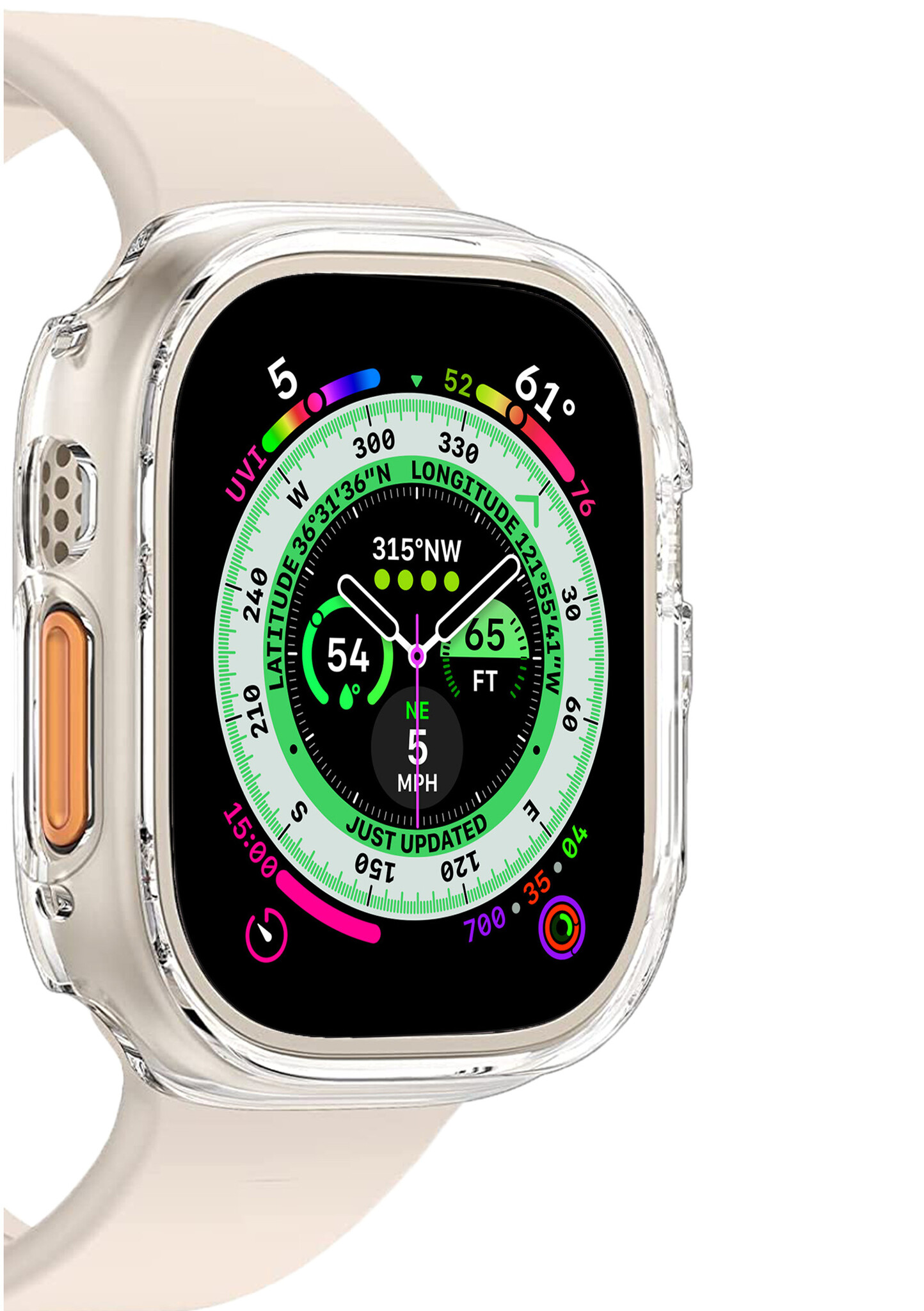 Nomfy Hoesje Geschikt voor Apple Watch Ultra 2 Hoes Siliconen Case Cover - Hoes Geschikt voor Apple Watch Ultra 2 (49 mm) Hoesje - Transparant