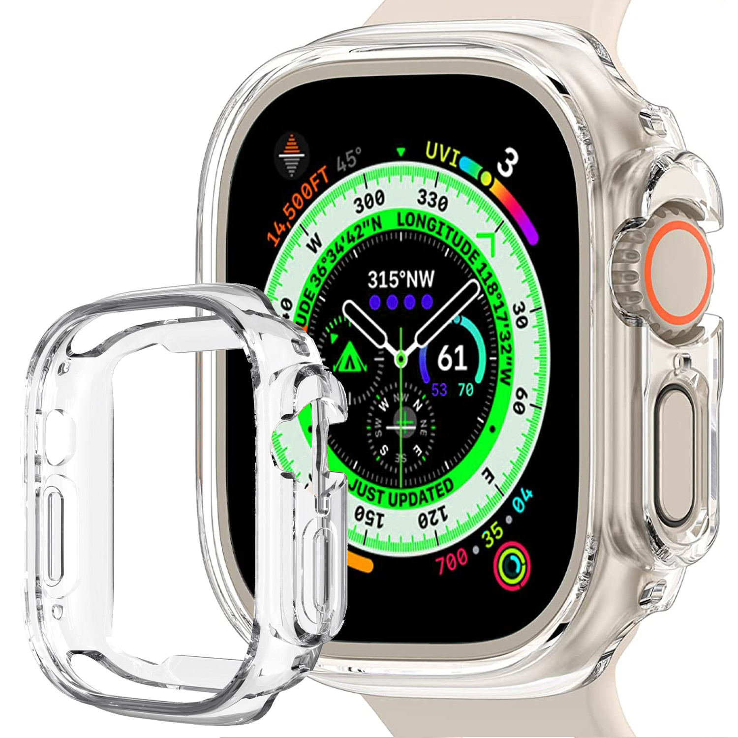 Nomfy Hoesje Geschikt voor Apple Watch Ultra 2 Hoes Siliconen Case Cover - Hoes Geschikt voor Apple Watch Ultra 2 (49 mm) Hoesje - Transparant