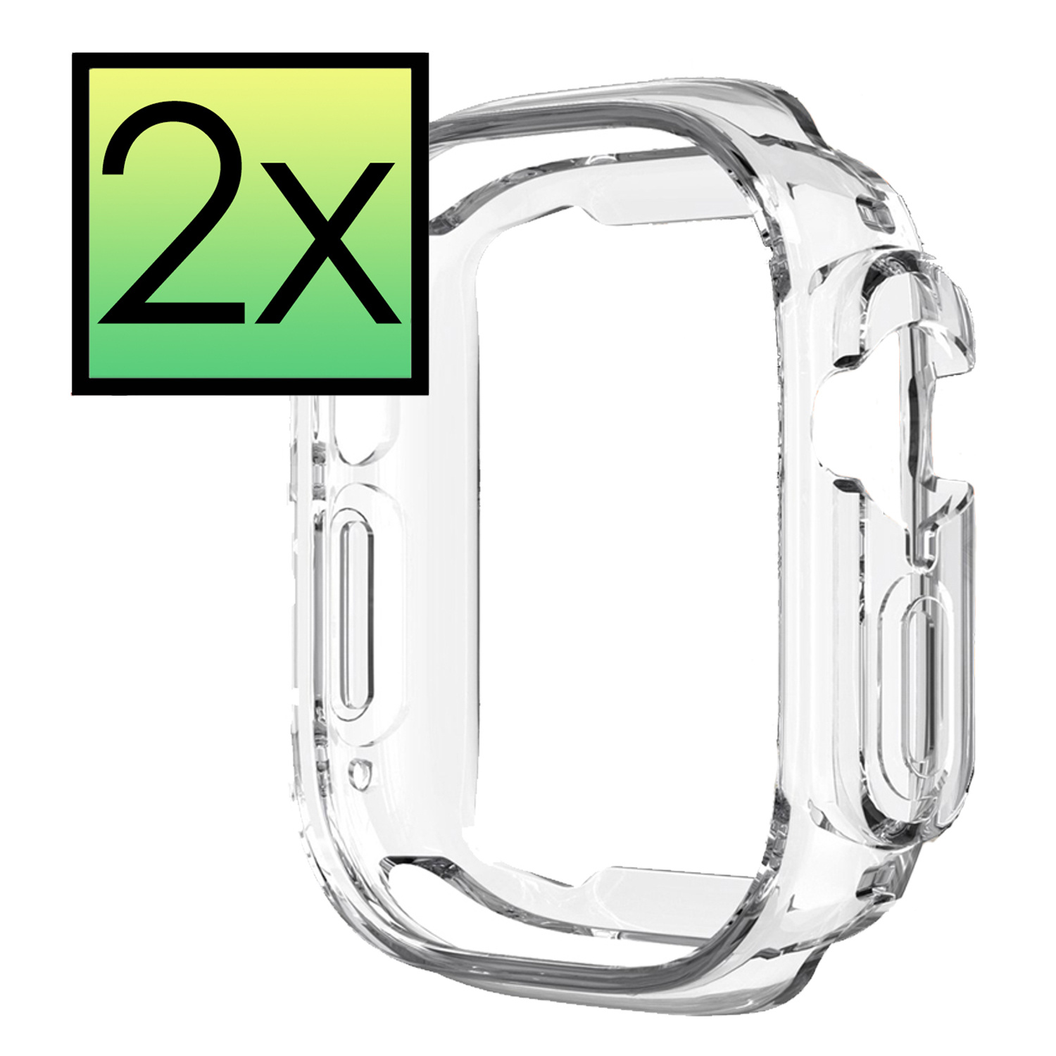 NoXx Hoes Geschikt voor Apple Watch Ultra 2 Siliconen Case - Hoesje Geschikt voor Apple Watch Ultra 2 (49 mm) Hoesje Cover Case - Transparant - 2x