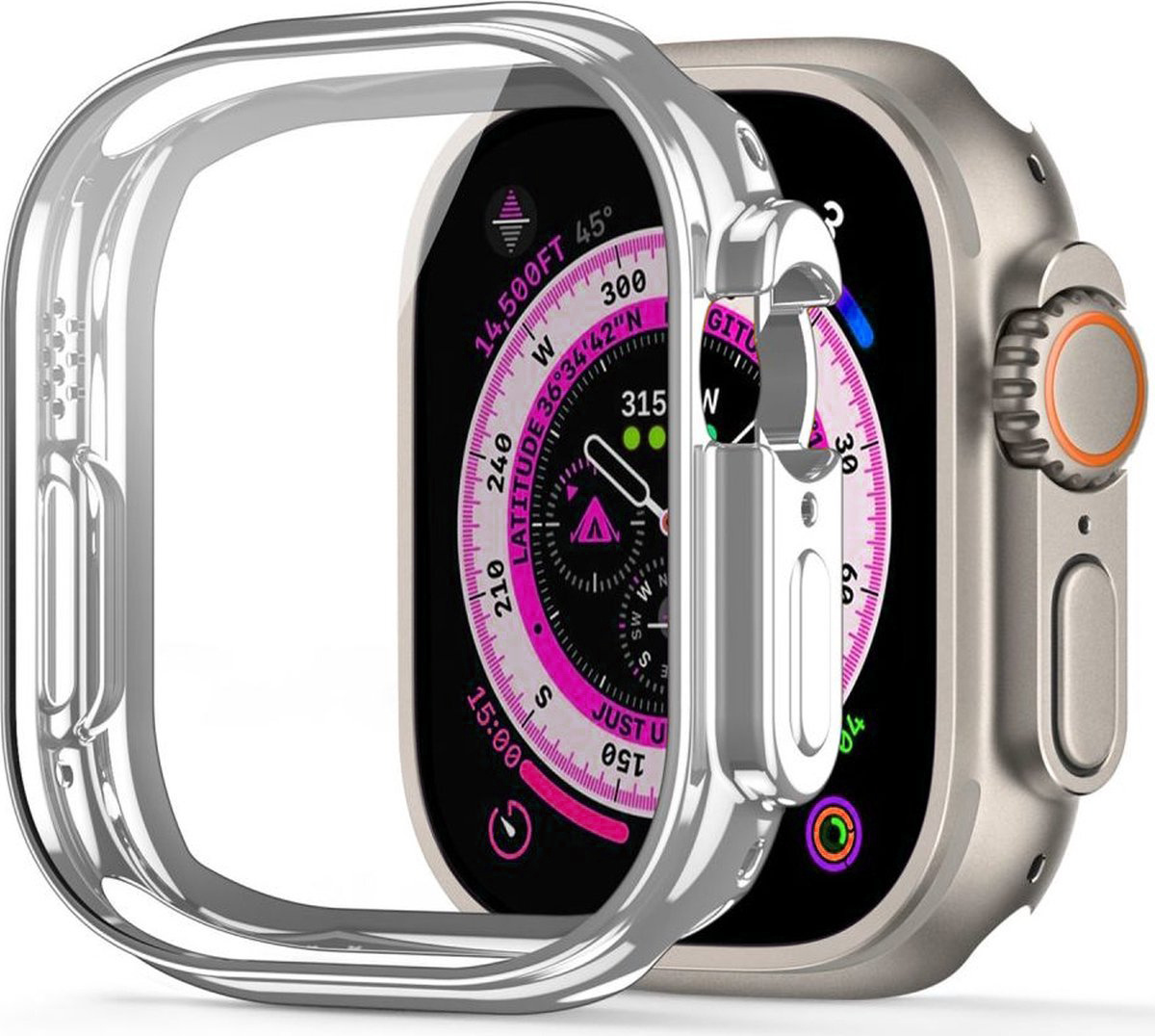 NoXx Hoes Geschikt voor Apple Watch Ultra 2 Siliconen Case - Hoesje Geschikt voor Apple Watch Ultra 2 (49 mm) Hoesje Cover Case - Transparant