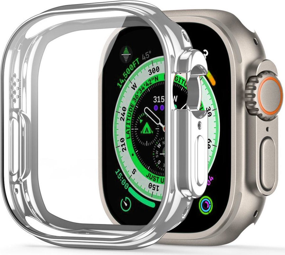 Nomfy Hoesje Geschikt voor Apple Watch Ultra 2 Hoes Siliconen Case Cover - Hoes Geschikt voor Apple Watch Ultra 2 (49 mm) Hoesje - Transparant - 2 PACK