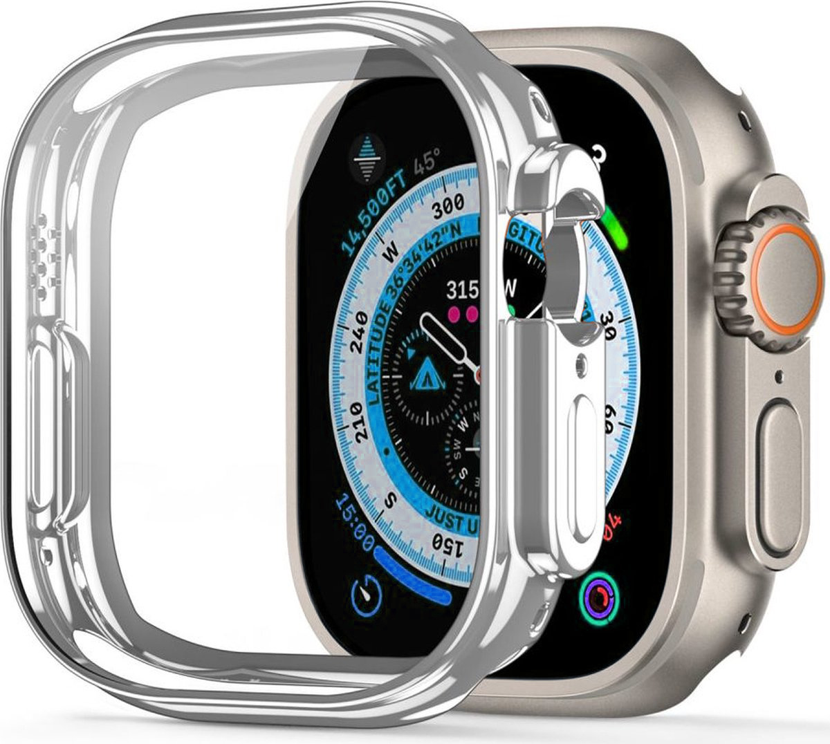 BASEY. Hoes Geschikt voor Apple Watch Ultra 2 Hoesje Siliconen Case - Hoesje Geschikt voor Apple Watch Ultra 2 (49 mm) Hoes - Transparant