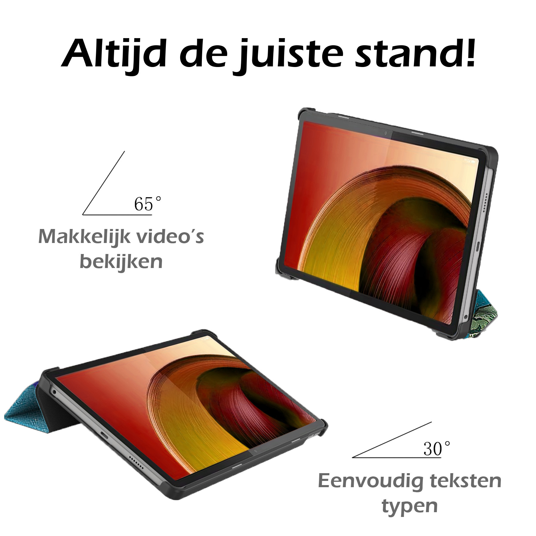 Nomfy Hoes Geschikt voor Lenovo Tab M10 5G Hoes Tri-fold Tablet Hoesje Case - Hoesje Geschikt voor Lenovo Tab M10 5G Hoesje Hardcover Bookcase - Bloesem