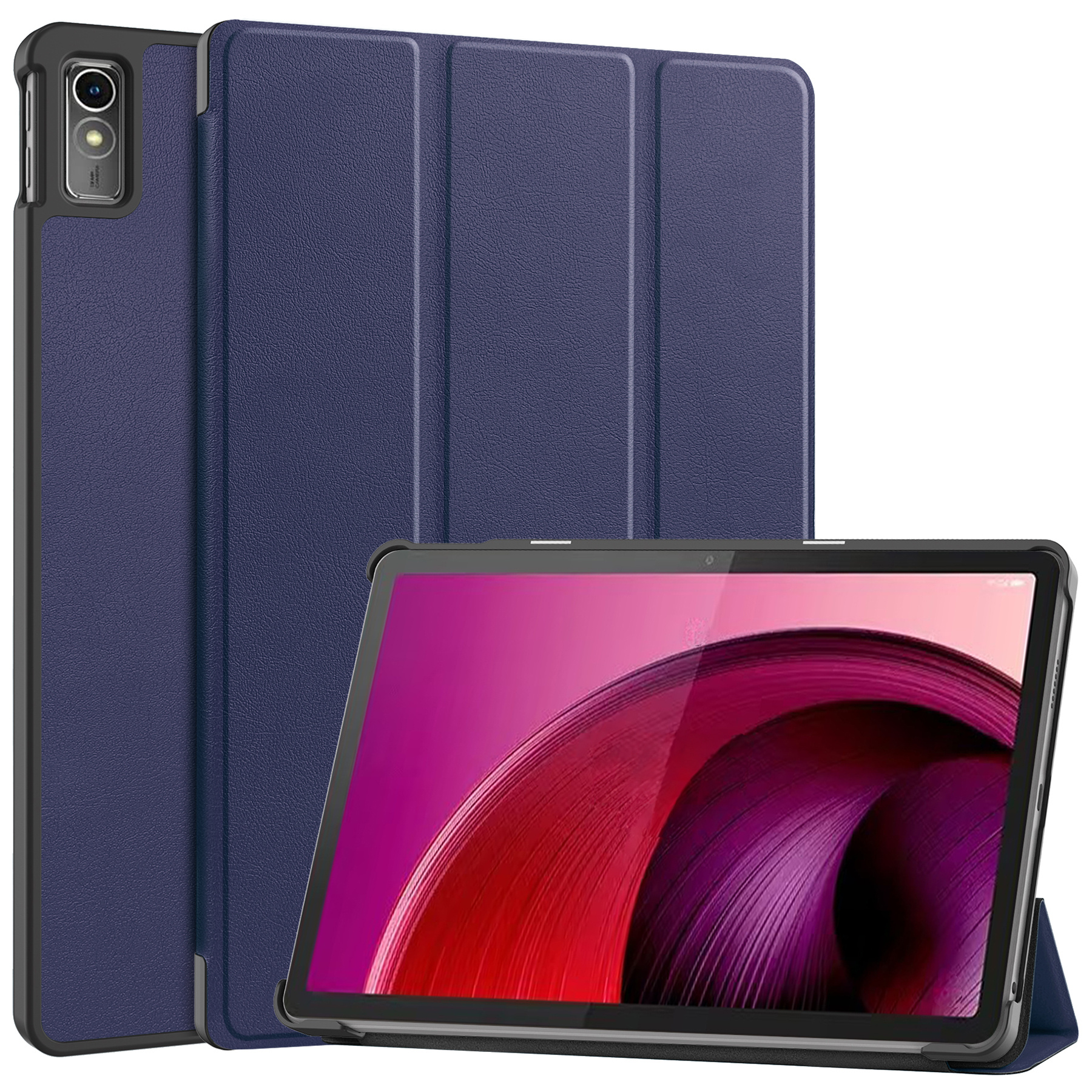 BASEY. Hoesje Geschikt voor Lenovo Tab M10 5G Hoes Case Tablet Hoesje Tri-fold - Hoes Geschikt voor Lenovo Tab M10 5G Hoesje Hard Cover Bookcase Hoes - Donkerblauw