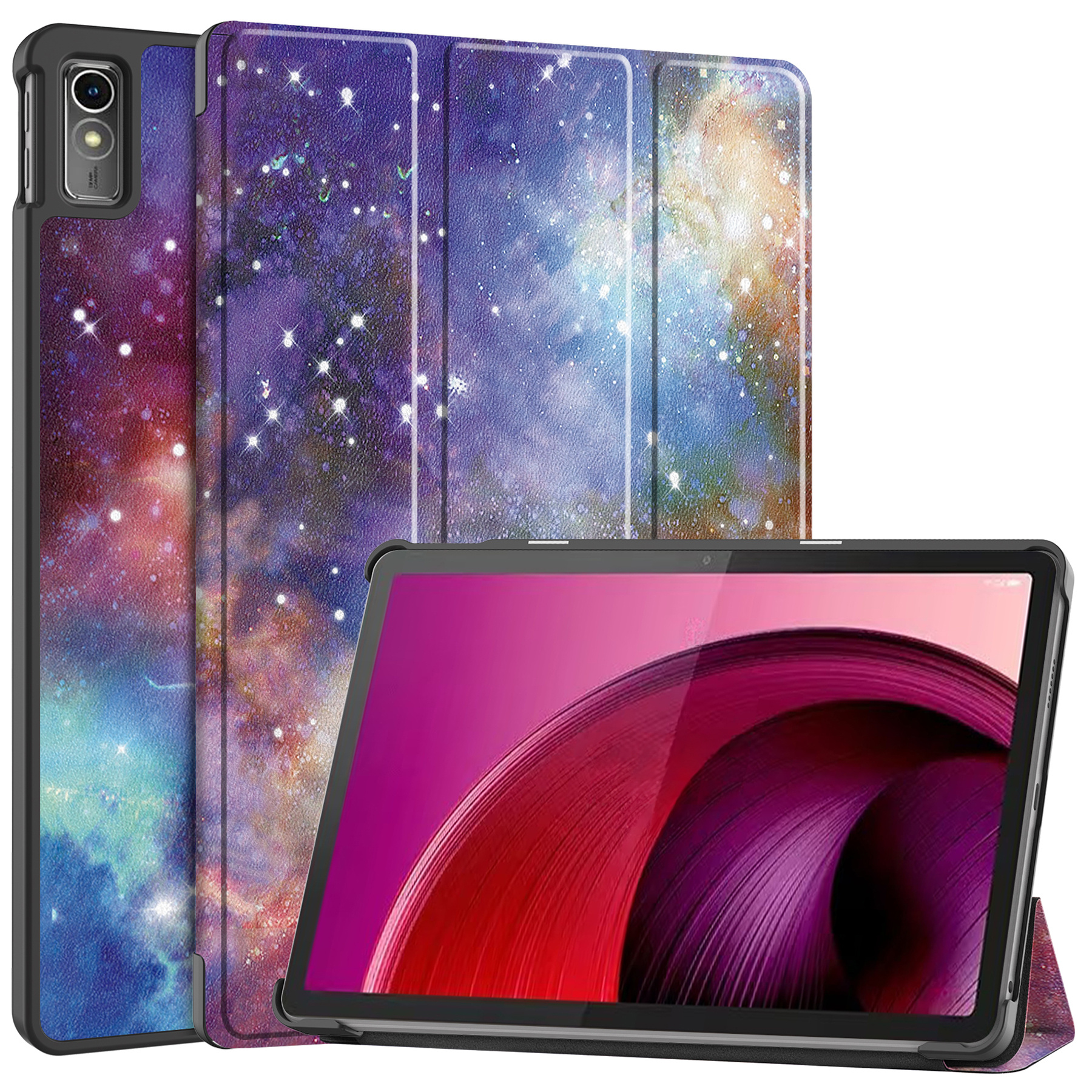BASEY. Hoesje Geschikt voor Lenovo Tab M10 5G Hoes Case Tablet Hoesje Tri-fold - Hoes Geschikt voor Lenovo Tab M10 5G Hoesje Hard Cover Bookcase Hoes - Galaxy
