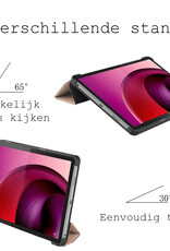 BASEY. Hoesje Geschikt voor Lenovo Tab M10 5G Hoes Case Tablet Hoesje Tri-fold - Hoes Geschikt voor Lenovo Tab M10 5G Hoesje Hard Cover Bookcase Hoes - Rosé goud