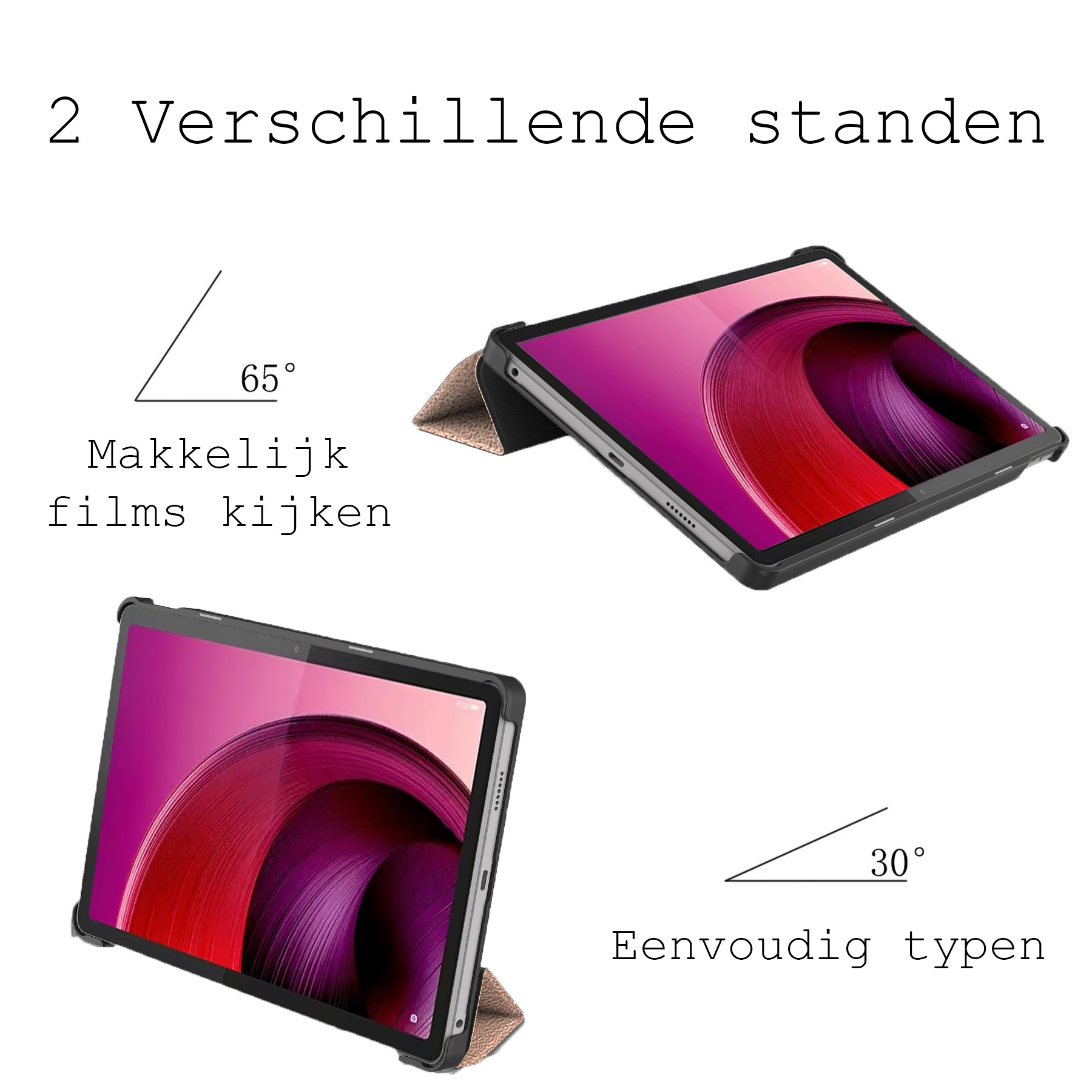 BASEY. Hoesje Geschikt voor Lenovo Tab M10 5G Hoes Case Tablet Hoesje Tri-fold - Hoes Geschikt voor Lenovo Tab M10 5G Hoesje Hard Cover Bookcase Hoes - Rosé goud