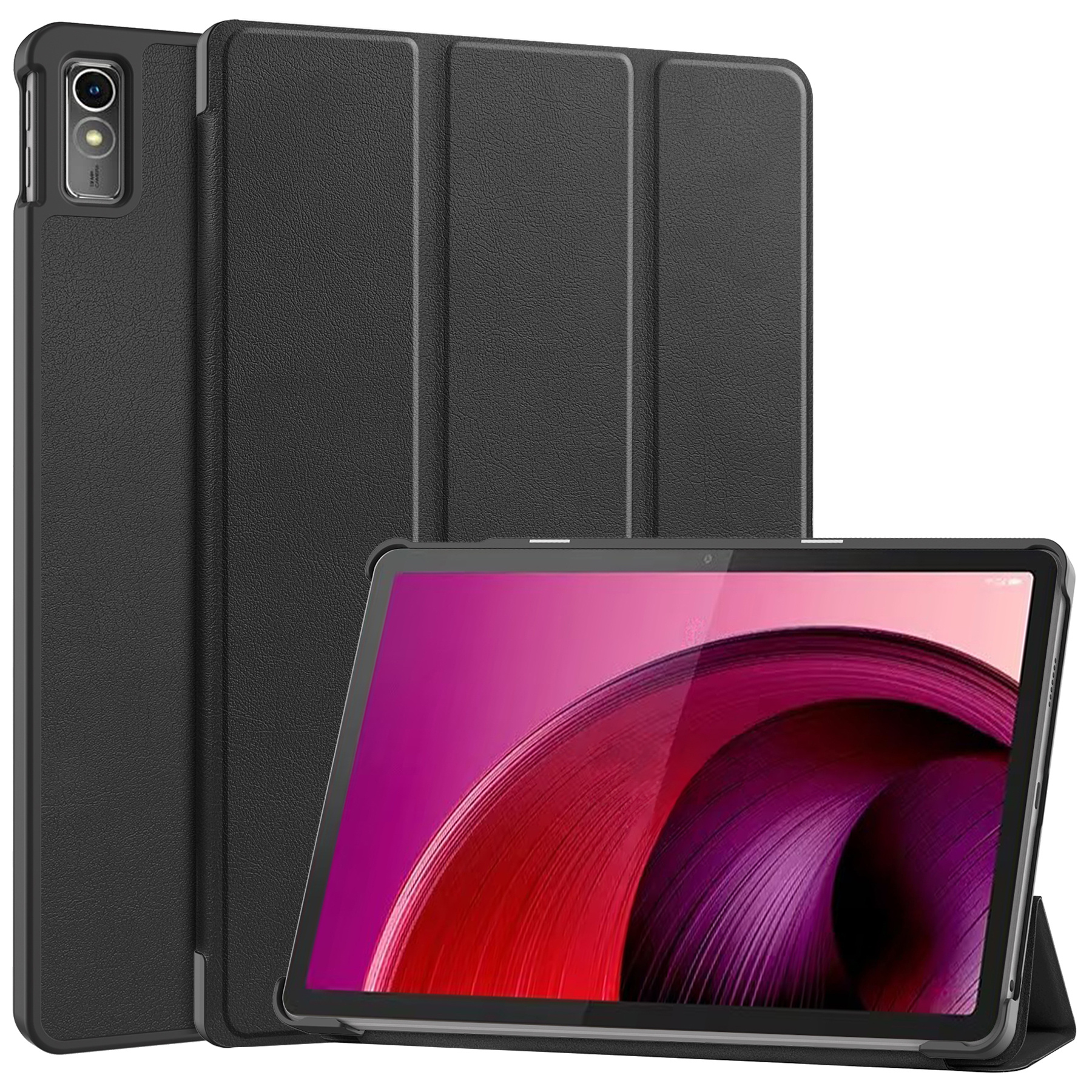 BASEY. Hoesje Geschikt voor Lenovo Tab M10 5G Hoes Case Tablet Hoesje Tri-fold - Hoes Geschikt voor Lenovo Tab M10 5G Hoesje Hard Cover Bookcase Hoes - Zwart