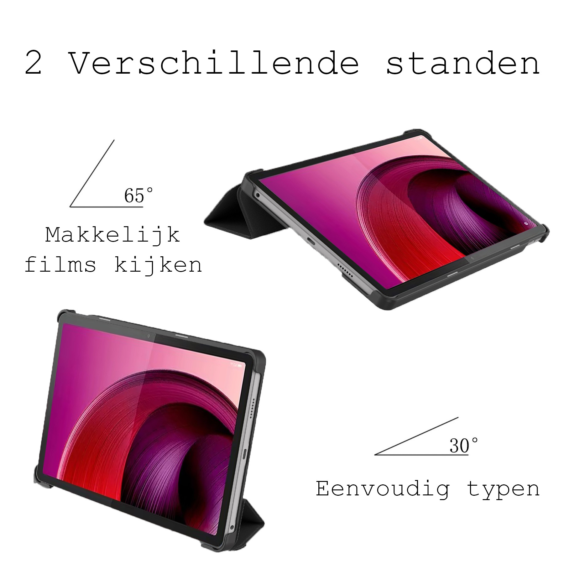 BASEY. Hoesje Geschikt voor Lenovo Tab M10 5G Hoes Case Tablet Hoesje Tri-fold - Hoes Geschikt voor Lenovo Tab M10 5G Hoesje Hard Cover Bookcase Hoes - Zwart