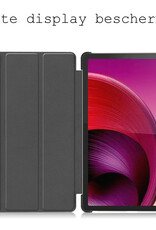 BASEY. Hoesje Geschikt voor Lenovo Tab M10 5G Hoes Case Tablet Hoesje Tri-fold - Hoes Geschikt voor Lenovo Tab M10 5G Hoesje Hard Cover Bookcase Hoes - Zwart