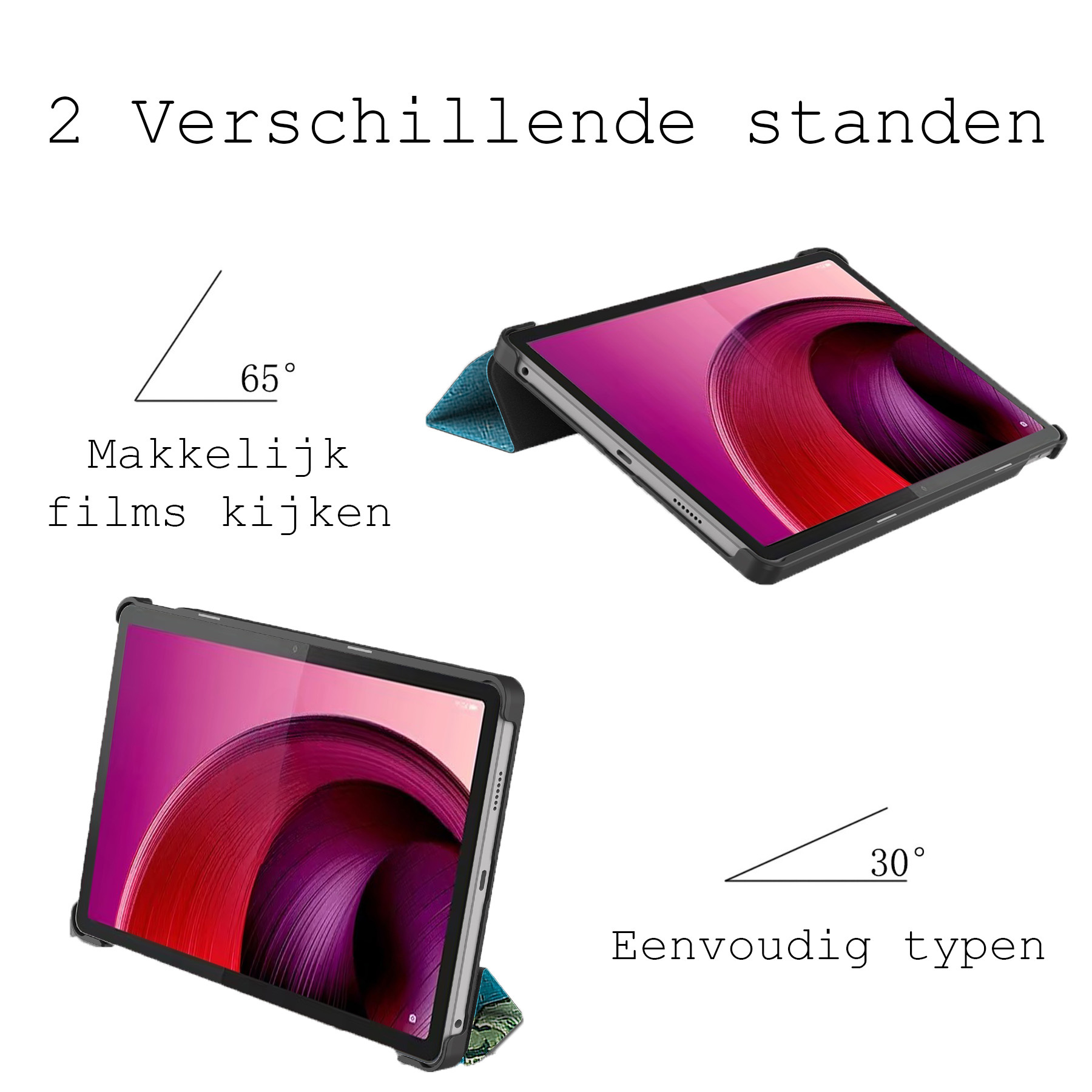 BASEY. Hoesje Geschikt voor Lenovo Tab M10 5G Hoes Case Tablet Hoesje Tri-fold Met Screenprotector - Hoes Geschikt voor Lenovo Tab M10 5G Hoesje Hard Cover Bookcase Hoes - Bloesem