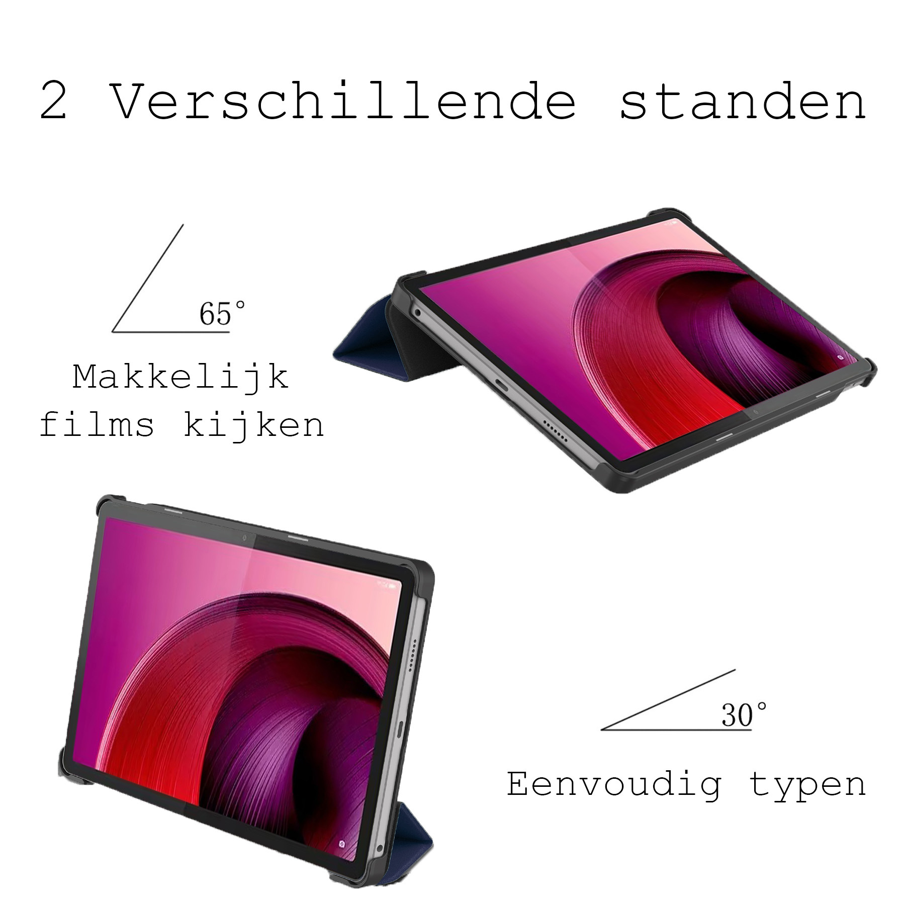 BASEY. Hoesje Geschikt voor Lenovo Tab M10 5G Hoes Case Tablet Hoesje Tri-fold Met Screenprotector - Hoes Geschikt voor Lenovo Tab M10 5G Hoesje Hard Cover Bookcase Hoes - Donkerblauw