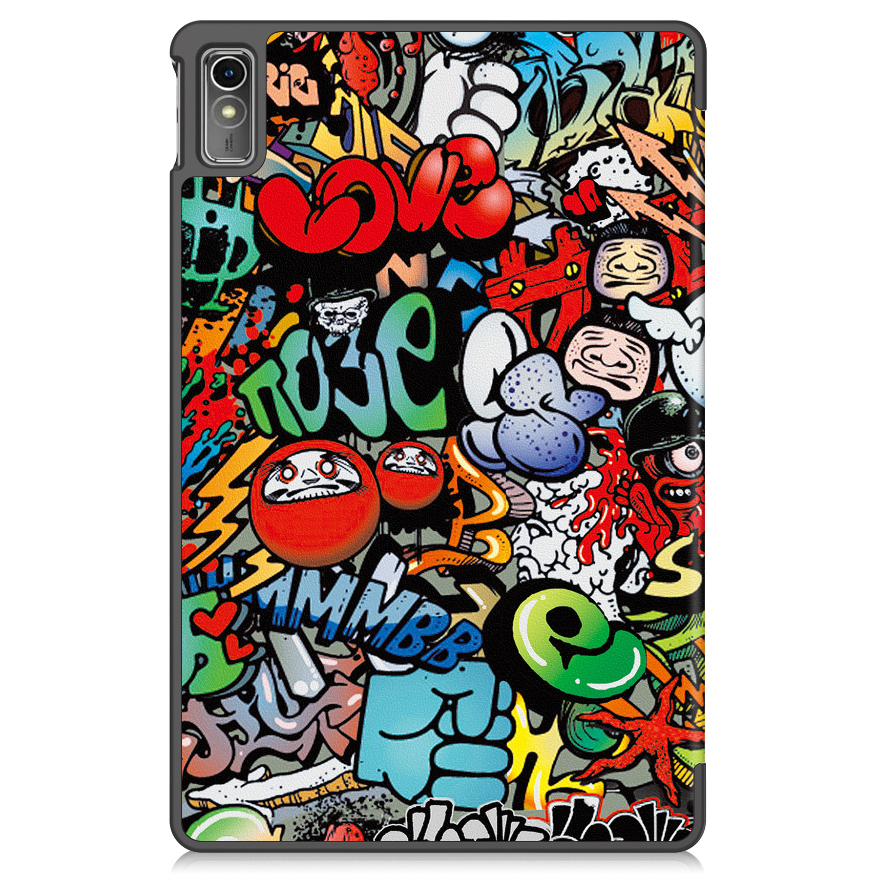 BASEY. Hoesje Geschikt voor Lenovo Tab M10 5G Hoes Case Tablet Hoesje Tri-fold Met Screenprotector - Hoes Geschikt voor Lenovo Tab M10 5G Hoesje Hard Cover Bookcase Hoes - Graffity