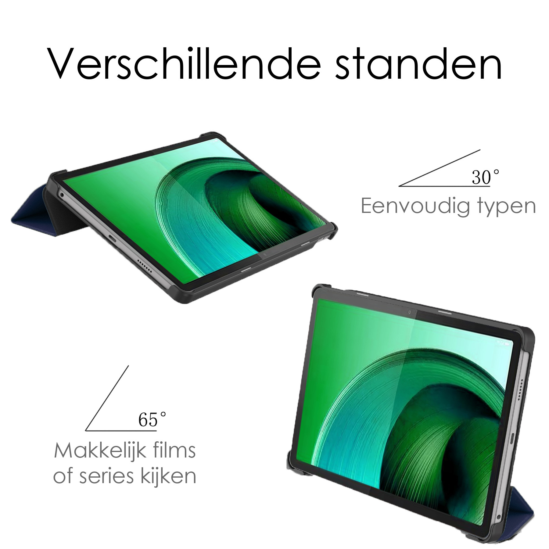 NoXx Hoesje Geschikt voor Lenovo Tab M10 5G Hoesje Case Hard Cover Hoes Book Case Met Screenprotector - Donkerblauw