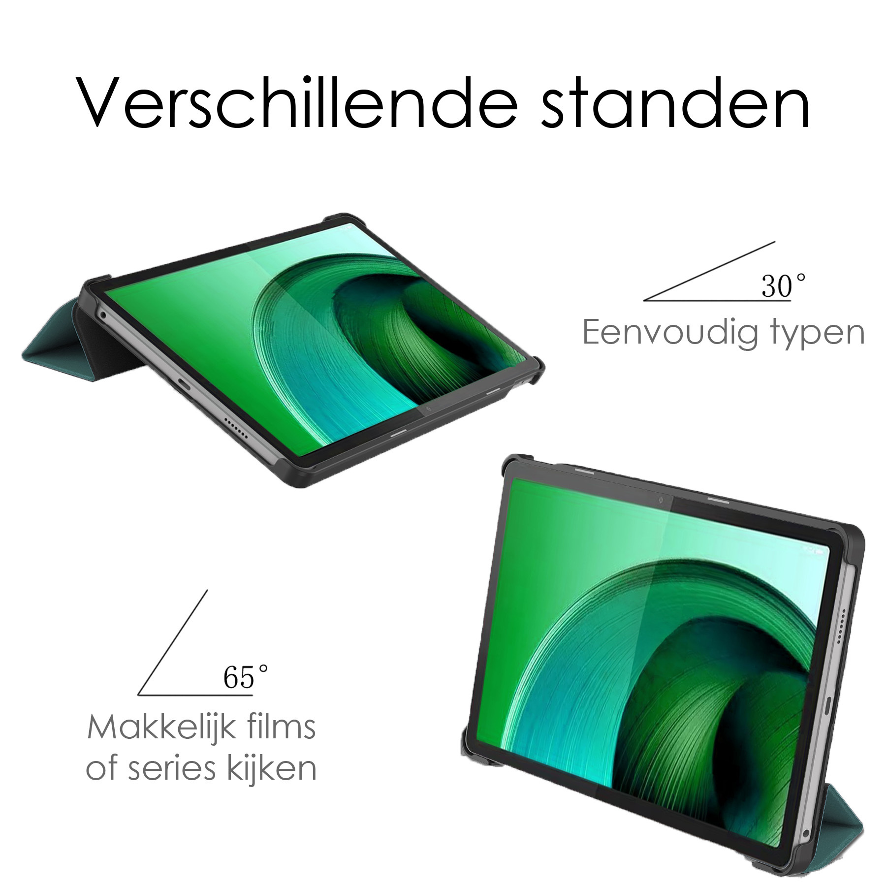 NoXx Hoesje Geschikt voor Lenovo Tab M10 5G Hoesje Case Hard Cover Hoes Book Case Met Screenprotector - Donkergroen