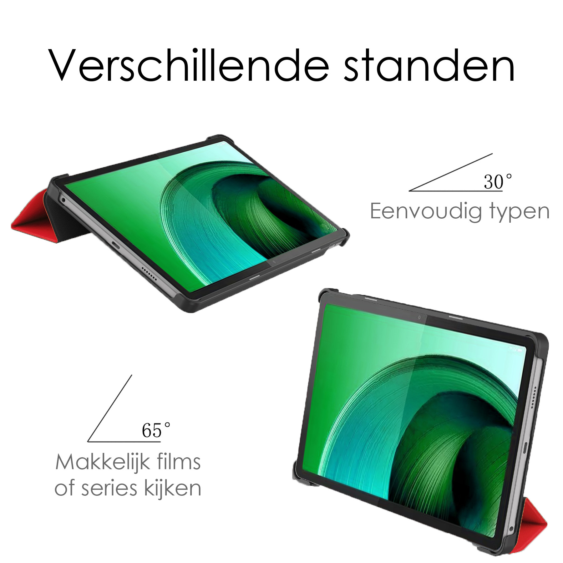 NoXx Hoesje Geschikt voor Lenovo Tab M10 5G Hoesje Case Hard Cover Hoes Book Case Met Screenprotector - Rood