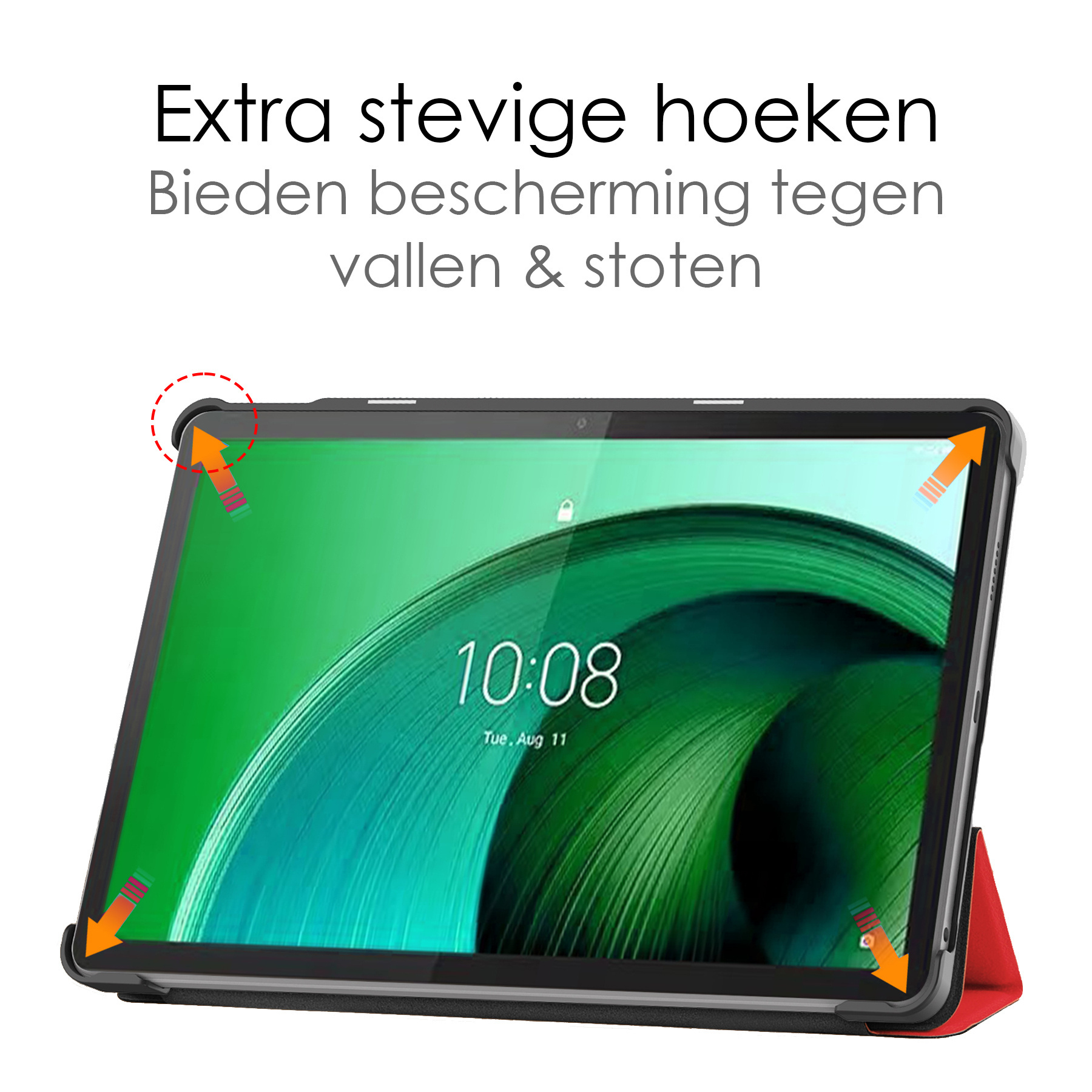NoXx Hoesje Geschikt voor Lenovo Tab M10 5G Hoesje Case Hard Cover Hoes Book Case Met Screenprotector - Rood