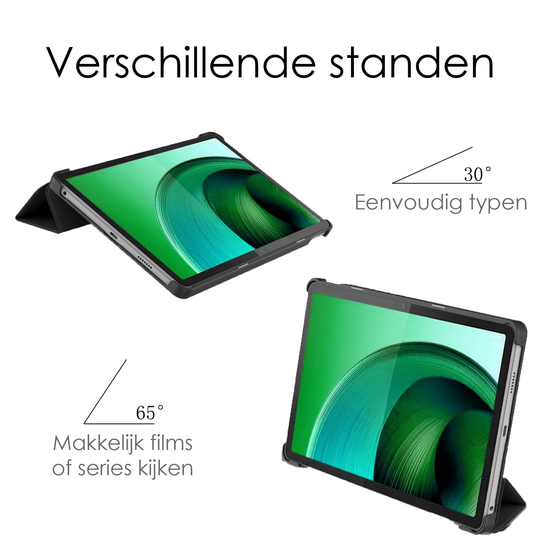 NoXx Hoesje Geschikt voor Lenovo Tab M10 5G Hoesje Case Hard Cover Hoes Book Case Met Screenprotector - Zwart