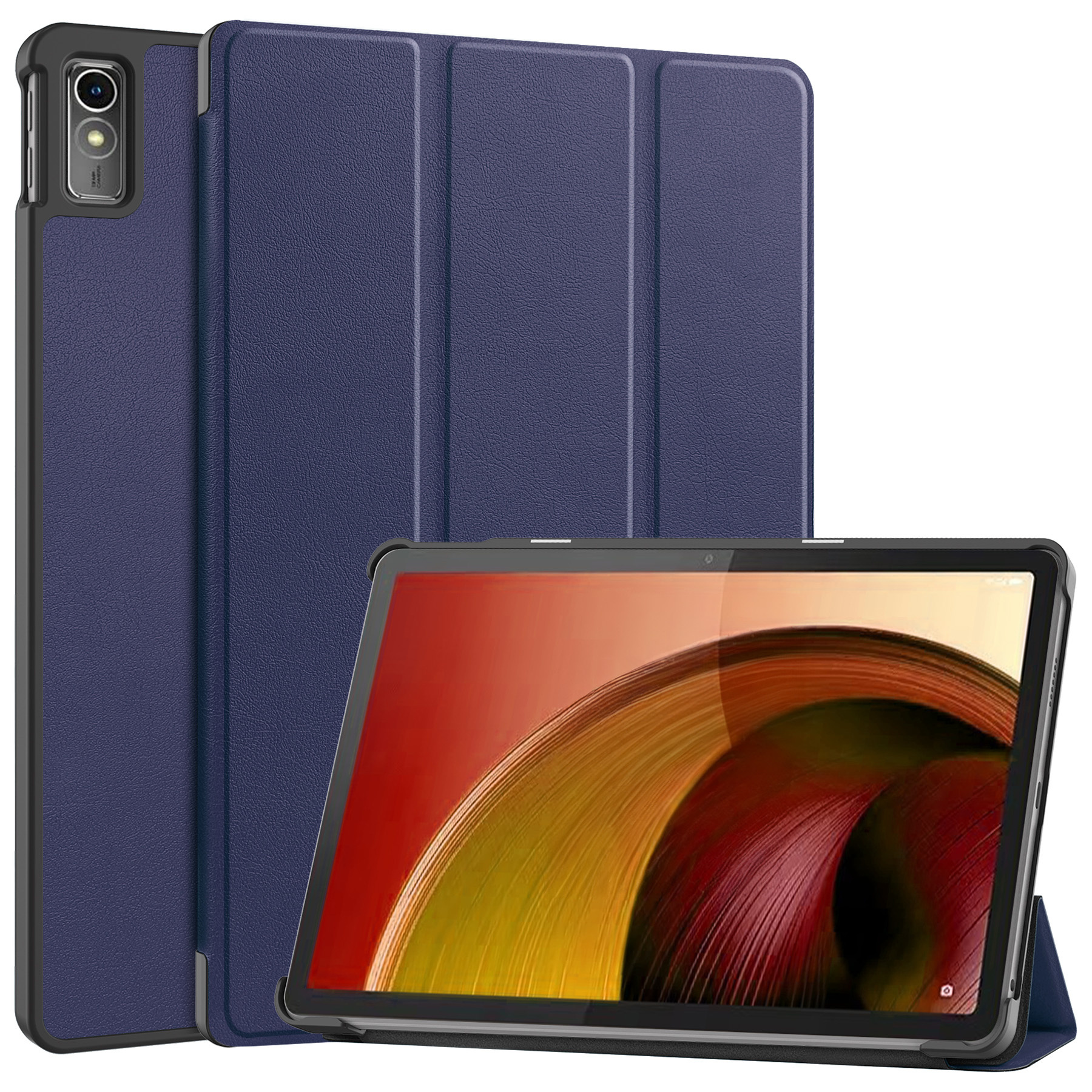 Nomfy Hoes Geschikt voor Lenovo Tab M10 5G Hoes Tri-fold Tablet Hoesje Case Met Screenprotector - Hoesje Geschikt voor Lenovo Tab M10 5G Hoesje Hardcover Bookcase - Donkerblauw