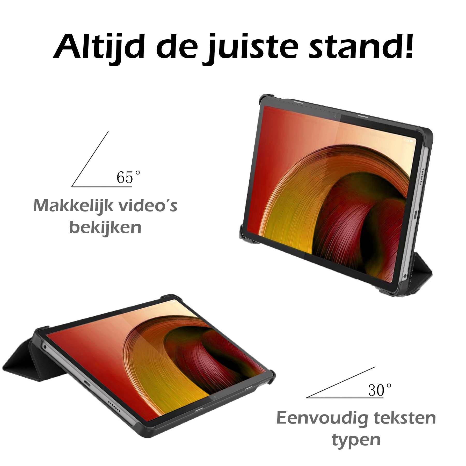 Nomfy Hoes Geschikt voor Lenovo Tab M10 5G Hoes Tri-fold Tablet Hoesje Case Met Screenprotector - Hoesje Geschikt voor Lenovo Tab M10 5G Hoesje Hardcover Bookcase - Zwart