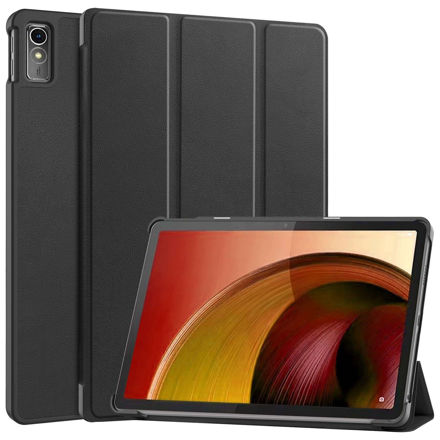Nomfy Hoes Geschikt voor Lenovo Tab M10 5G Hoes Tri-fold Tablet Hoesje Case Met Screenprotector - Hoesje Geschikt voor Lenovo Tab M10 5G Hoesje Hardcover Bookcase - Zwart