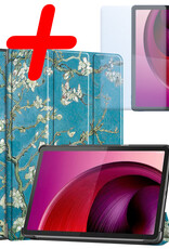 BASEY. Hoesje Geschikt voor Lenovo Tab M10 5G Hoes Case Tablet Hoesje Tri-fold Met Screenprotector - Hoes Geschikt voor Lenovo Tab M10 5G Hoesje Hard Cover Bookcase Hoes - Bloesem