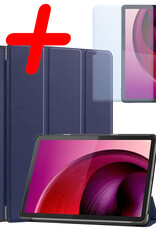 BASEY. Hoesje Geschikt voor Lenovo Tab M10 5G Hoes Case Tablet Hoesje Tri-fold Met Screenprotector - Hoes Geschikt voor Lenovo Tab M10 5G Hoesje Hard Cover Bookcase Hoes - Donkerblauw