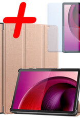 BASEY. Hoesje Geschikt voor Lenovo Tab M10 5G Hoes Case Tablet Hoesje Tri-fold Met Screenprotector - Hoes Geschikt voor Lenovo Tab M10 5G Hoesje Hard Cover Bookcase Hoes - Rosé goud