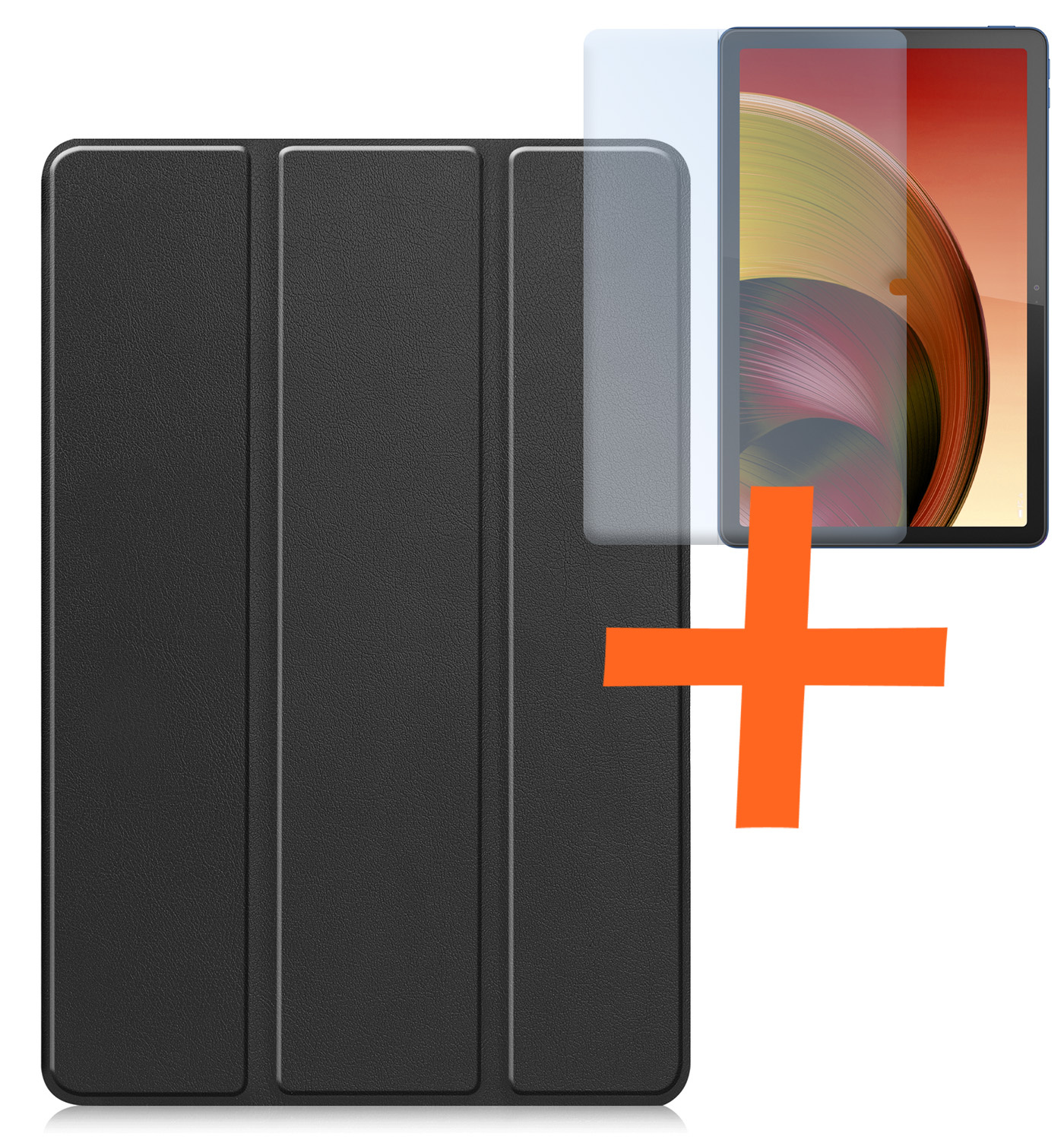 Nomfy Hoes Geschikt voor Lenovo Tab M10 5G Hoes Tri-fold Tablet Hoesje Case Met Screenprotector - Hoesje Geschikt voor Lenovo Tab M10 5G Hoesje Hardcover Bookcase - Zwart