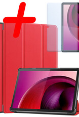 BASEY. Hoesje Geschikt voor Lenovo Tab M10 5G Hoes Case Tablet Hoesje Tri-fold Met Screenprotector - Hoes Geschikt voor Lenovo Tab M10 5G Hoesje Hard Cover Bookcase Hoes - Rood