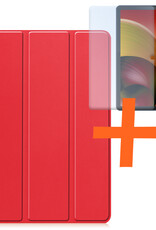 Nomfy Hoes Geschikt voor Lenovo Tab M10 5G Hoes Tri-fold Tablet Hoesje Case Met Screenprotector - Hoesje Geschikt voor Lenovo Tab M10 5G Hoesje Hardcover Bookcase - Rood