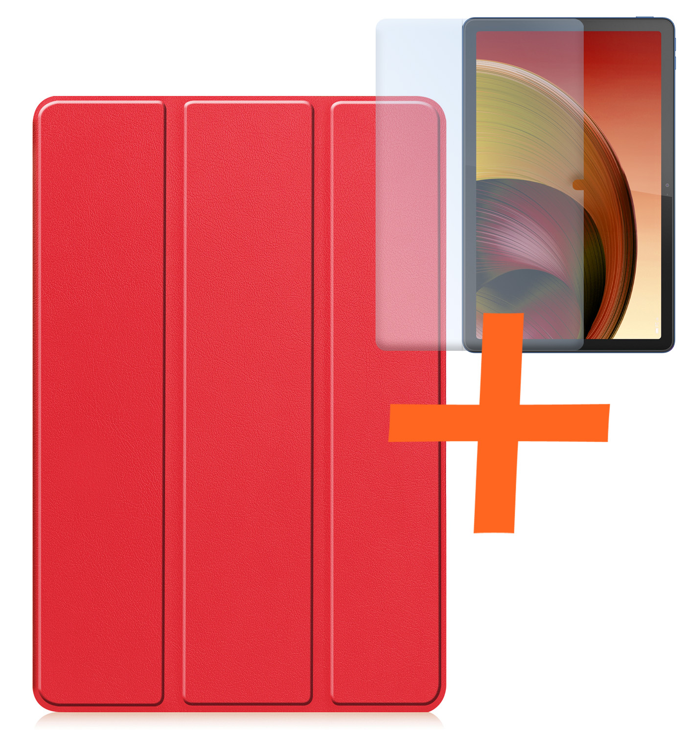 Nomfy Hoes Geschikt voor Lenovo Tab M10 5G Hoes Tri-fold Tablet Hoesje Case Met Screenprotector - Hoesje Geschikt voor Lenovo Tab M10 5G Hoesje Hardcover Bookcase - Rood