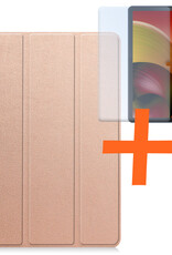 Nomfy Hoes Geschikt voor Lenovo Tab M10 5G Hoes Tri-fold Tablet Hoesje Case Met Screenprotector - Hoesje Geschikt voor Lenovo Tab M10 5G Hoesje Hardcover Bookcase - Rosé goud