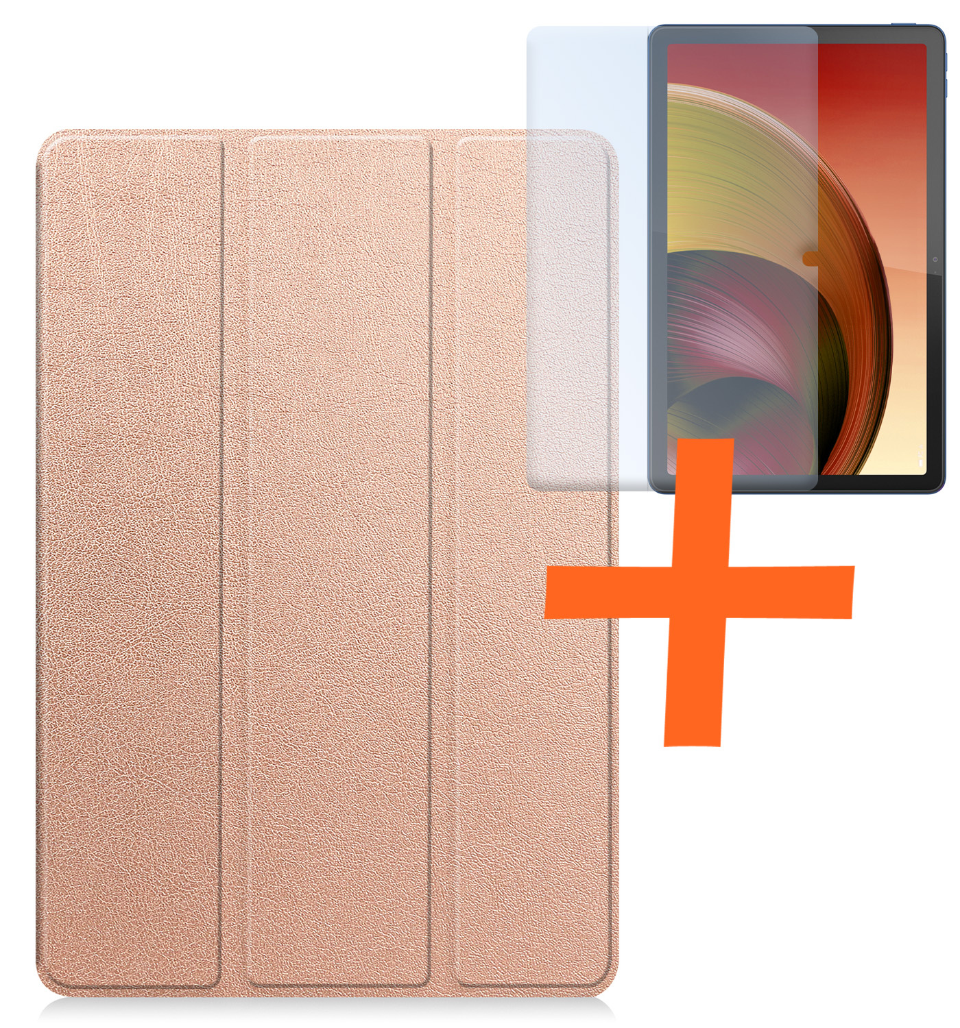 Nomfy Hoes Geschikt voor Lenovo Tab M10 5G Hoes Tri-fold Tablet Hoesje Case Met Screenprotector - Hoesje Geschikt voor Lenovo Tab M10 5G Hoesje Hardcover Bookcase - Rosé goud