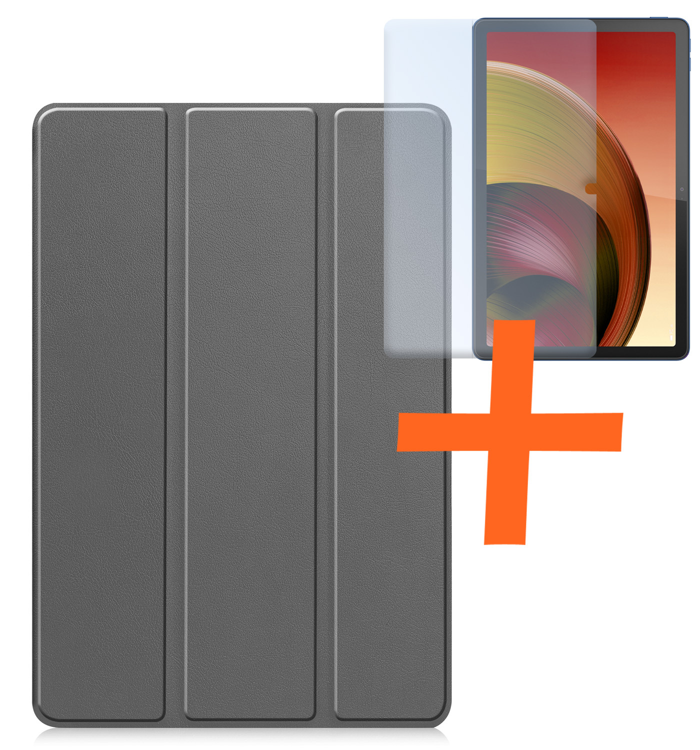 Nomfy Hoes Geschikt voor Lenovo Tab M10 5G Hoes Tri-fold Tablet Hoesje Case Met Screenprotector - Hoesje Geschikt voor Lenovo Tab M10 5G Hoesje Hardcover Bookcase - Grijs