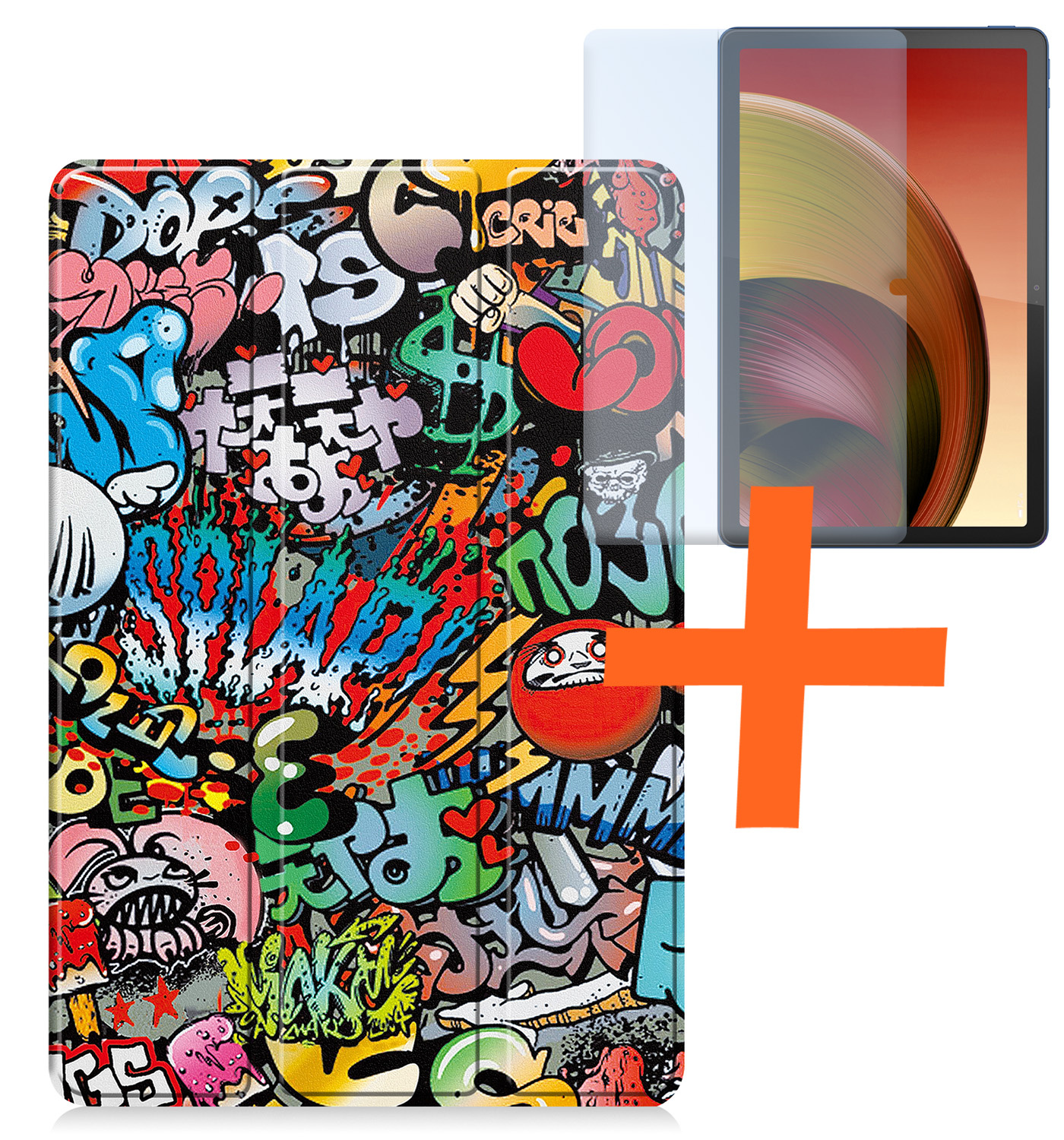 Nomfy Hoes Geschikt voor Lenovo Tab M10 5G Hoes Tri-fold Tablet Hoesje Case Met Screenprotector - Hoesje Geschikt voor Lenovo Tab M10 5G Hoesje Hardcover Bookcase - Graffity
