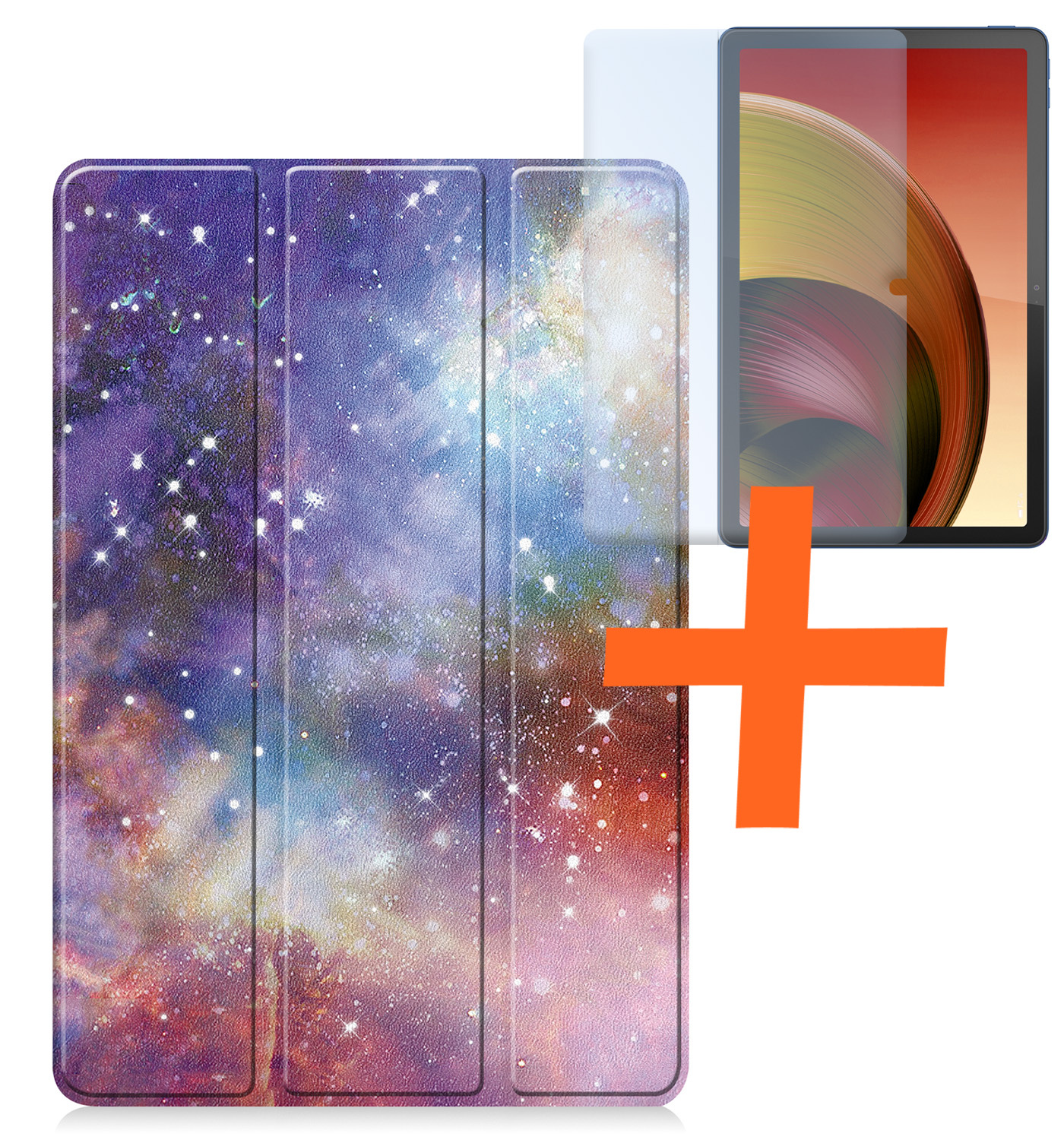 Nomfy Hoes Geschikt voor Lenovo Tab M10 5G Hoes Tri-fold Tablet Hoesje Case Met Screenprotector - Hoesje Geschikt voor Lenovo Tab M10 5G Hoesje Hardcover Bookcase - Galaxy