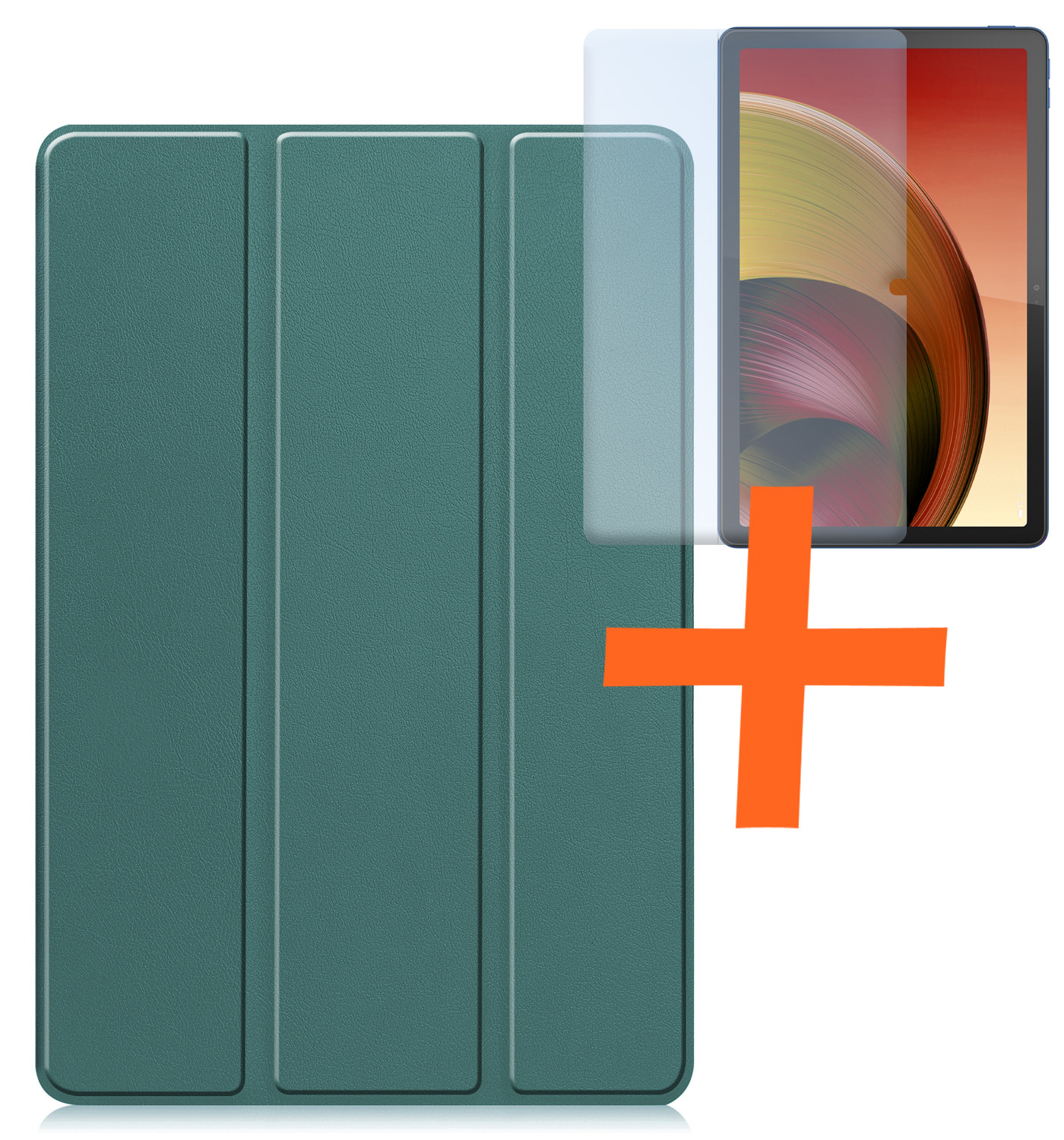 Nomfy Hoes Geschikt voor Lenovo Tab M10 5G Hoes Tri-fold Tablet Hoesje Case Met Screenprotector - Hoesje Geschikt voor Lenovo Tab M10 5G Hoesje Hardcover Bookcase - Donkergroen