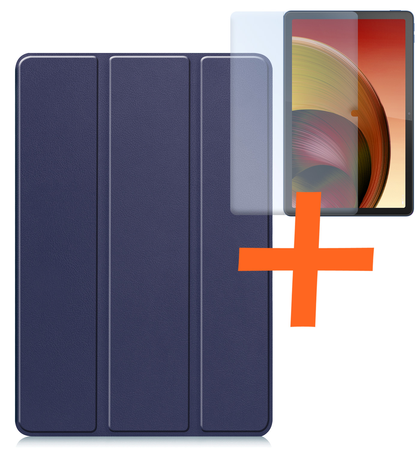 Nomfy Hoes Geschikt voor Lenovo Tab M10 5G Hoes Tri-fold Tablet Hoesje Case Met Screenprotector - Hoesje Geschikt voor Lenovo Tab M10 5G Hoesje Hardcover Bookcase - Donkerblauw