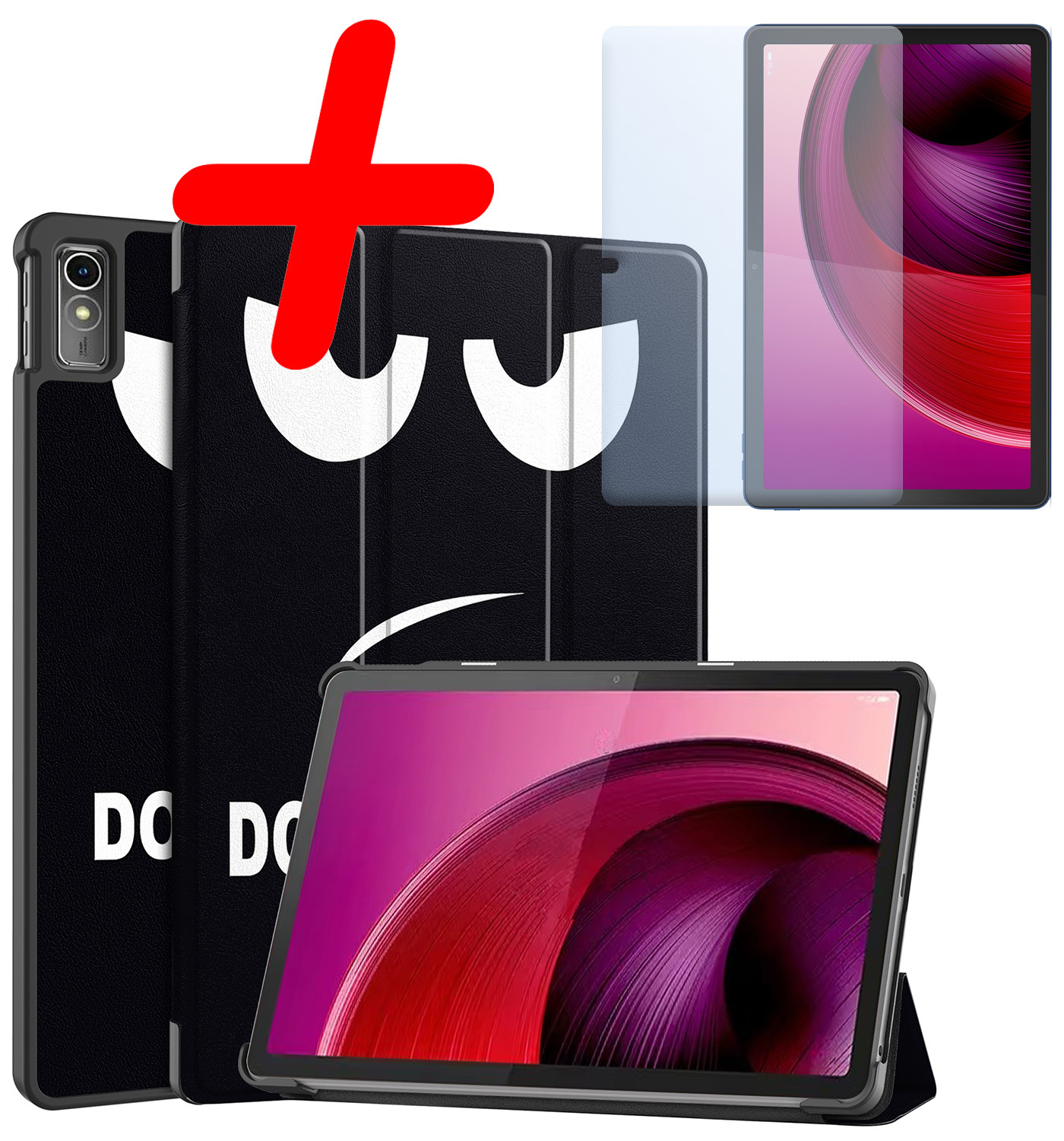 BASEY. Hoesje Geschikt voor Lenovo Tab M10 5G Hoes Case Tablet Hoesje Tri-fold Met Screenprotector - Hoes Geschikt voor Lenovo Tab M10 5G Hoesje Hard Cover Bookcase Hoes - Don't Touch Me