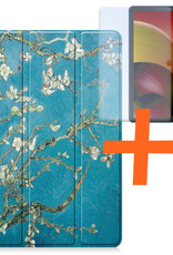 Nomfy Hoes Geschikt voor Lenovo Tab M10 5G Hoes Tri-fold Tablet Hoesje Case Met Screenprotector - Hoesje Geschikt voor Lenovo Tab M10 5G Hoesje Hardcover Bookcase - Bloesem