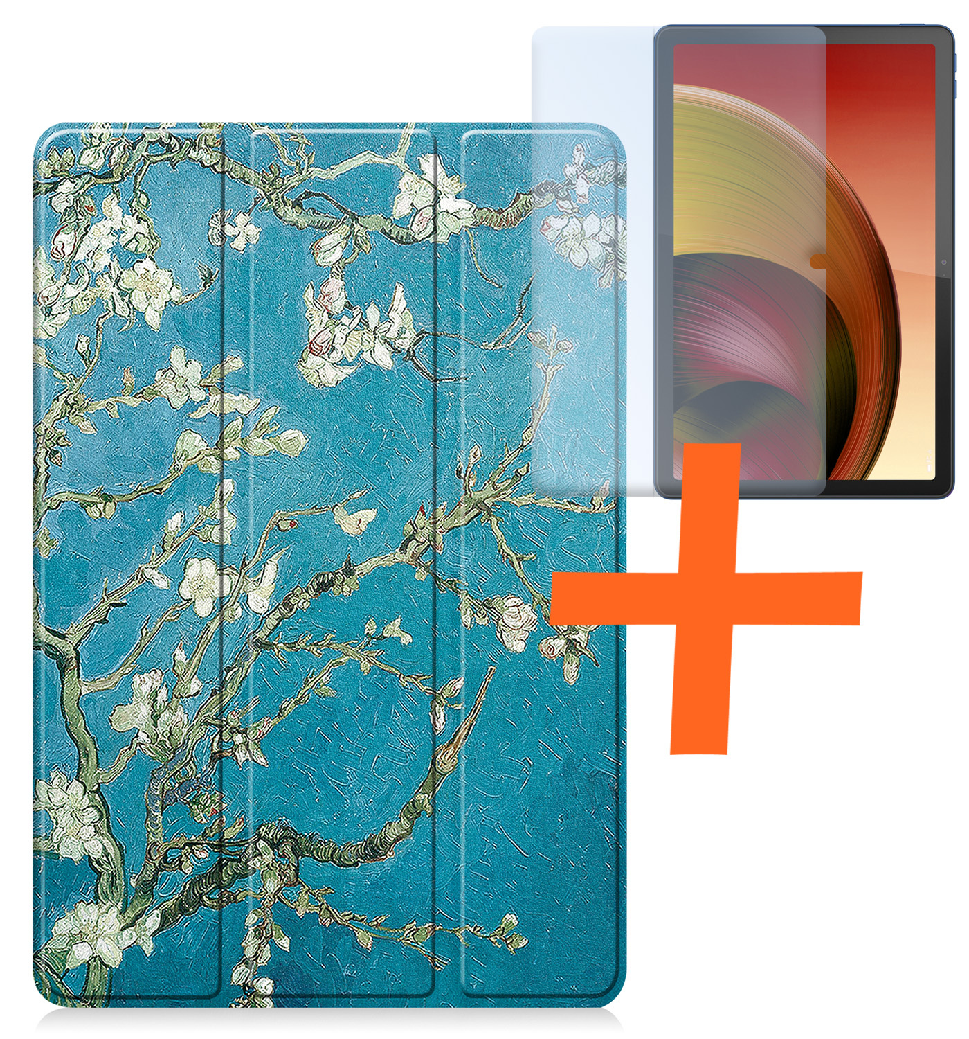 Nomfy Hoes Geschikt voor Lenovo Tab M10 5G Hoes Tri-fold Tablet Hoesje Case Met Screenprotector - Hoesje Geschikt voor Lenovo Tab M10 5G Hoesje Hardcover Bookcase - Bloesem