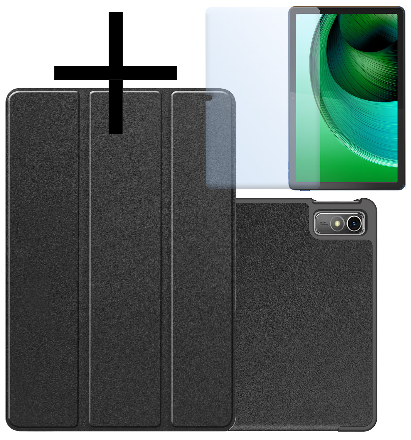 NoXx Hoesje Geschikt voor Lenovo Tab M10 5G Hoesje Case Hard Cover Hoes Book Case Met Screenprotector - Zwart