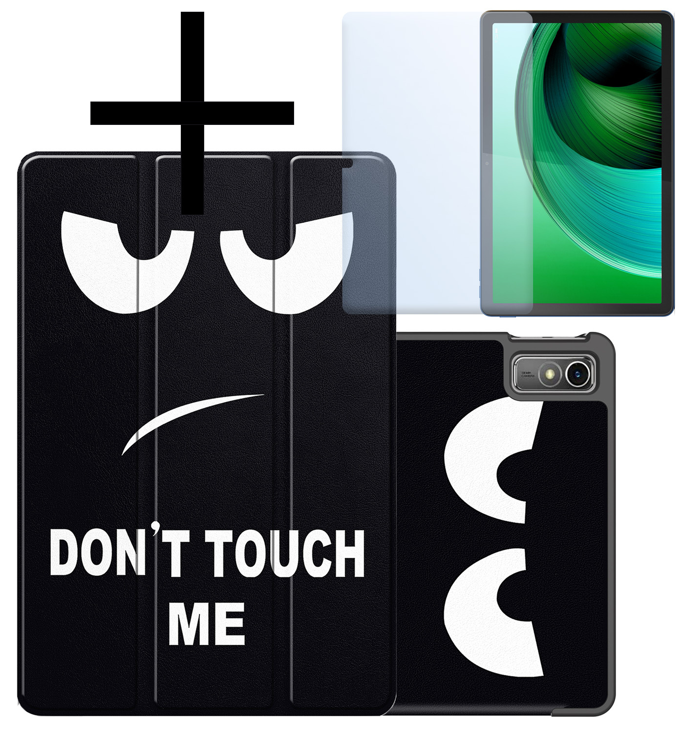 NoXx Hoesje Geschikt voor Lenovo Tab M10 5G Hoesje Case Hard Cover Hoes Book Case Met Screenprotector - Don't Touch Me